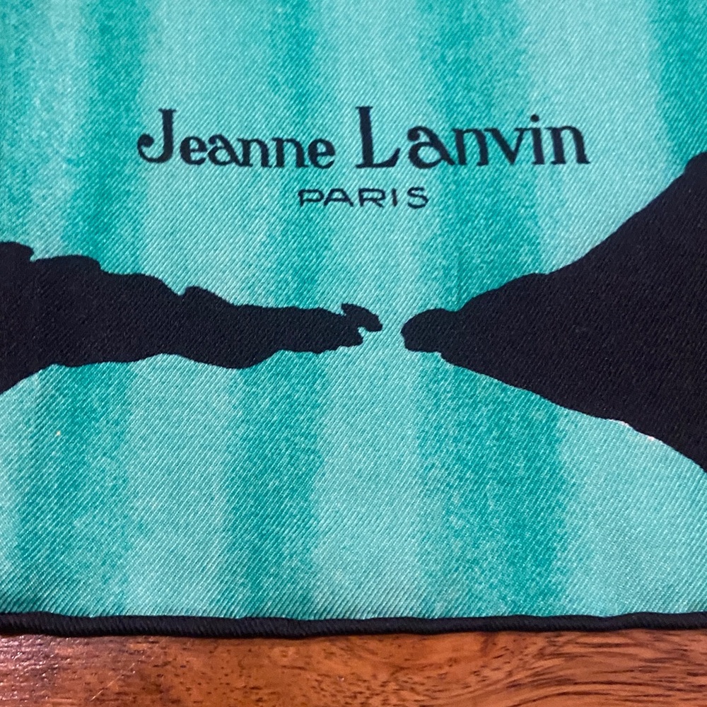 Jeanne Lanvin Paris Teal and Black Scarf